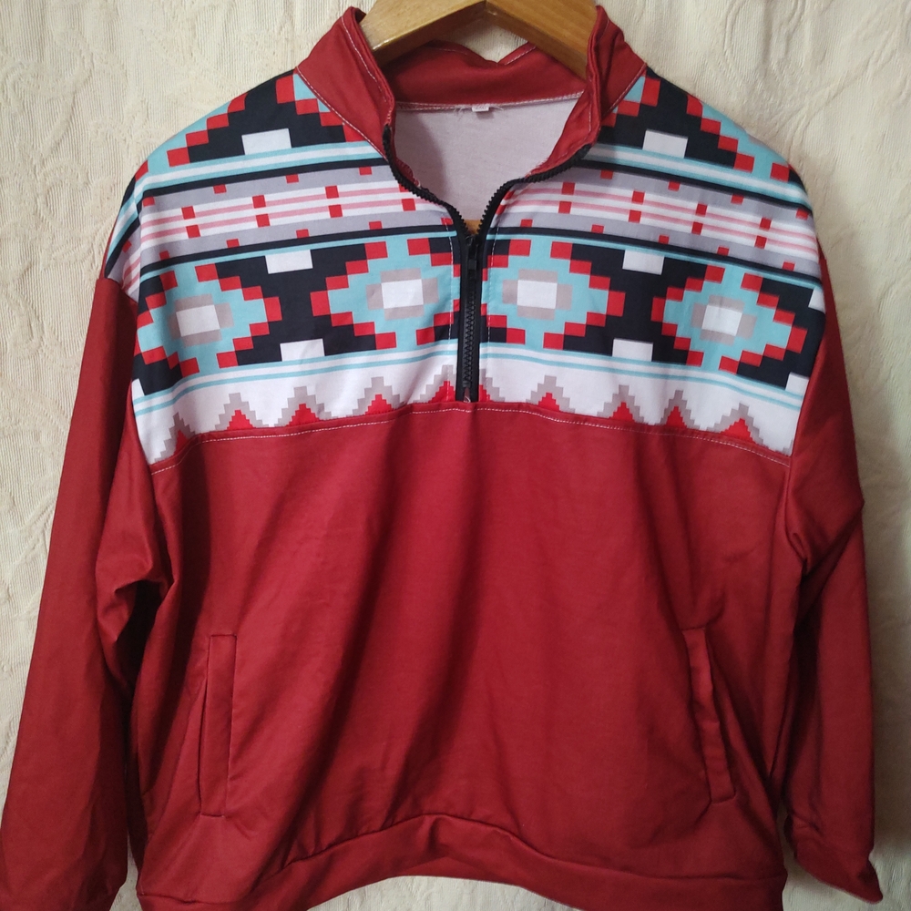 Aztec Pullover Zipper Men's Sweater Size 2XL